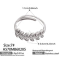 Leaf Crystal and Plain Double Band Open Rings in Two Finishes view 8