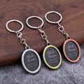 Oval Photo Frame Keychain, Bronze, Silver and Copper Tones view 1