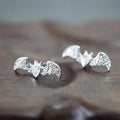Silver Pave Bat Stud Earrings Teardrop Center Pair Alloy view 3