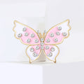 Crystal Dot Butterfly Brooch in Pink or Blue Enamel Wings view 4