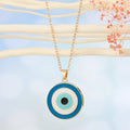 Gold Tone Layered Enamel Evil Eye Pendant Necklaces in Seven Designs view 3