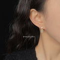 Gold Tone Aqua Stone Clear Halo Drop Stud Earrings In Two Shapes view 2
