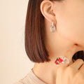 Detachable Textured Dual Oval Link Hoop Earrings Metal view 6