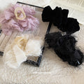 Black Glitter Velvet Flower Bow Large Hair Claw Clip view 3