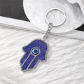 Gold and Silver Tone Rhinestone Hamsa Evil Eye Split Ring Keychains view 3