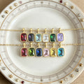 Gold Tone Chain Necklaces With Twelve Rectangular Birthstone Pendants view 1