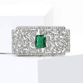 Rectangular Crystal Metal Brooch with Blue Red or Green Stone view 4