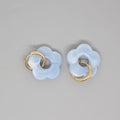 Gold Tone Resin Flower Hoop Earrings in Fifteen Translucent Colors view 8
