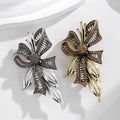 Gold Tone Silver Tone Ribbon Bow Crystal Two Designs Metal Brooch Pin view 5