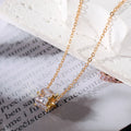 Gold Tone Square Faceted Crystal Pendant Necklaces in Four Colors view 3