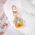 Gold Cat Paw Dried Flower Resin Keychains Lobster Clasp 5 Colors view 5