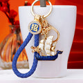 Jeweled Sailing Ship Keychains in Red and Blue with Braided Loops view 7