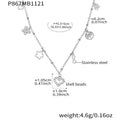 Gold Steel Double Heart And Multi Charm Layered Necklaces view 8