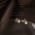 Gold Tone Curved Branch White Flower And Clear Stone Stud Earrings view 6