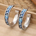 Blue Pattern Chunky Hoop Earrings In Two Metal Tones view 5