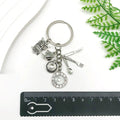 Silver Tone Teapot Cup and Cutlery Charm Keychain with Metal Hardware view 3