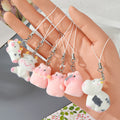 Flocked Pig Cow Phone Strap Charms Lobster Clasp 8 Styles view 2