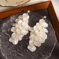 White Shell Look Petal Cascade Statement Long Stud Earrings view 4
