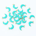 Colorful Enamel Crescent Moon Charms with Gold Tone Loops view 11