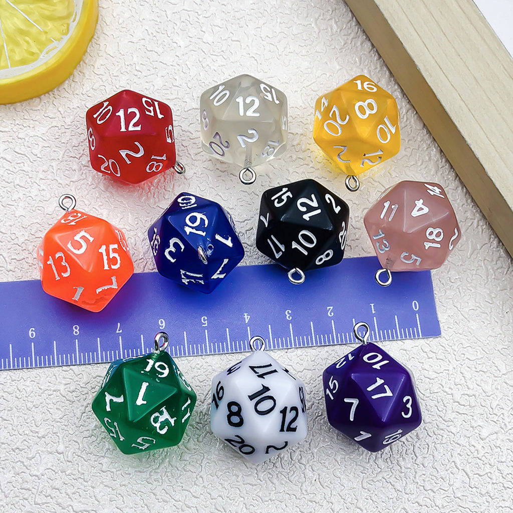 Resin 20 Sided Dice Charm Pendant for DIY Earrings Keychain Bag Jewelry Accessories