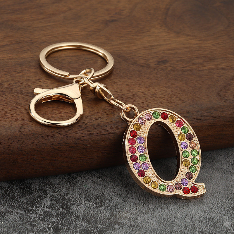 Colorful Rhinestone Letter Keychain Alphabet Bag Charm for Initials