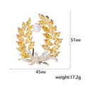 Yellow Crystal Double Wheat Wreath Brooch With Pearl view 5