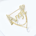 Gold Tone Angel Word Brooch With Hearts And Crystal Drop view 2