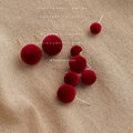 Wine Red Velvet Flocked Round Ball Stud Earrings Multi Size view 1