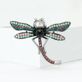 Curved Dragonfly Brooch With Pearl and Pastel Crystal Wings view 2