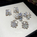 Silver Tone Crystal Flower And Pearl Ear Cuff Fashion Jewelry view 4