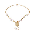 Gold Tone Pearl and Textured Charm Beaded Necklace view 5