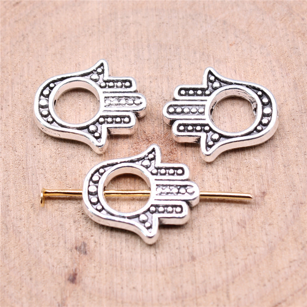 13x15mm 1.2g Antique Gold Zinc Alloy Palm Hand Large Hole Beads for Bracelet DIY Jewelry Making