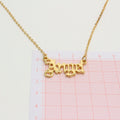 Gold Tone Gothic Script Angel Nameplate Pendant Necklace view 2