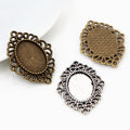 Angular Floral Oval Pendant Settings in Two Antique Finishes view 5