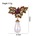 Red Gold Tone Flower Pearl Look Four Designs Metal Brooch Pin view 2