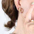 Faux Pearl Lined C Hoop Earrings Gold Steel Tone Pair view 4