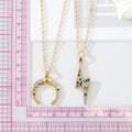 Gold Tone Multicolor Crystal Lightning and Crescent Horn Necklaces view 3