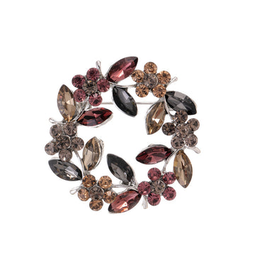 Red Flower Crystal Metal Brooch Pin for Jackets and Lapels