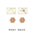 Gold Enamel Chinese Flower Coral Sage Stud Earrings view 3