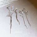 Asymmetric Crystal Butterfly And Bow Dangle Earrings view 3