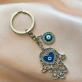 Gold and Silver Tone Hamsa and Heart Eye Split Ring Keychains view 6