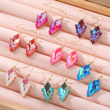 Gold Tone Faceted Irregular Leaf Crystal Effect Hook Earrings