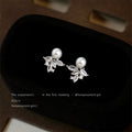 Silver-Tone Pearl Stud Earrings Ice Crystal CZ Cluster view 4