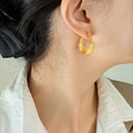 Twisted U-Shape Hoop Earrings Gold Steel Color Options view 7