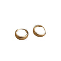 Gold Thick Huggie Hoop Earrings Polished Domed Band view 5
