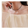 Black Beaded Choker Necklace With Single White Pearl Drop view 3