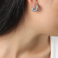 C Shape Crystal Pave Thick Stud Earrings Gold Steel view 8