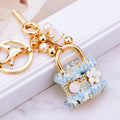 Fabric Lock Handbag Keychains in Pink Black Orange and Blue plus Assorted view 9