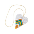 Beaded White Heart Pendant with Colorful Chevron Design view 5