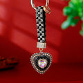 Layered Mermaid Crystal Heart Keychains with Strap and Plain Options view 10